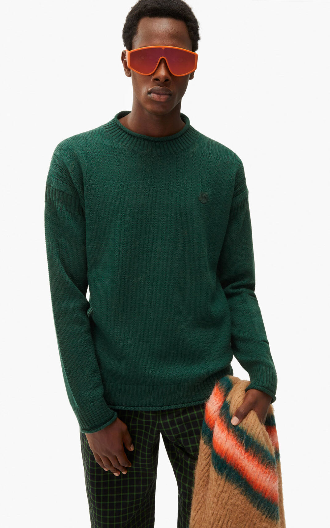 Pull Kenzo Homme Tiger Crest wool Vert Foncé KOTZG-0824